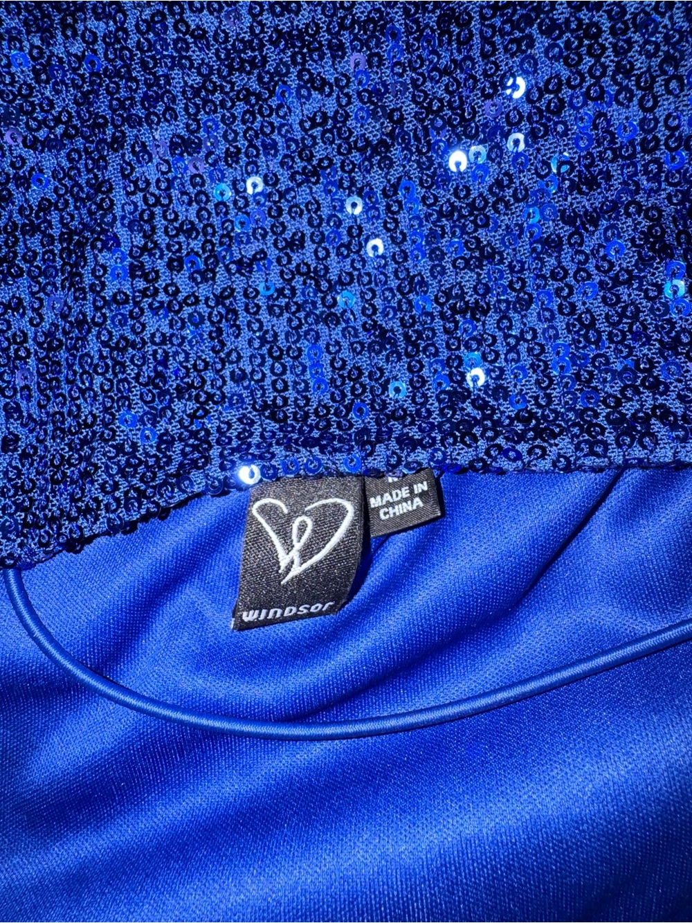 Windsor Royal Blue Sequin Spaghetti Strap Prom Dress - Picture 4 of 4